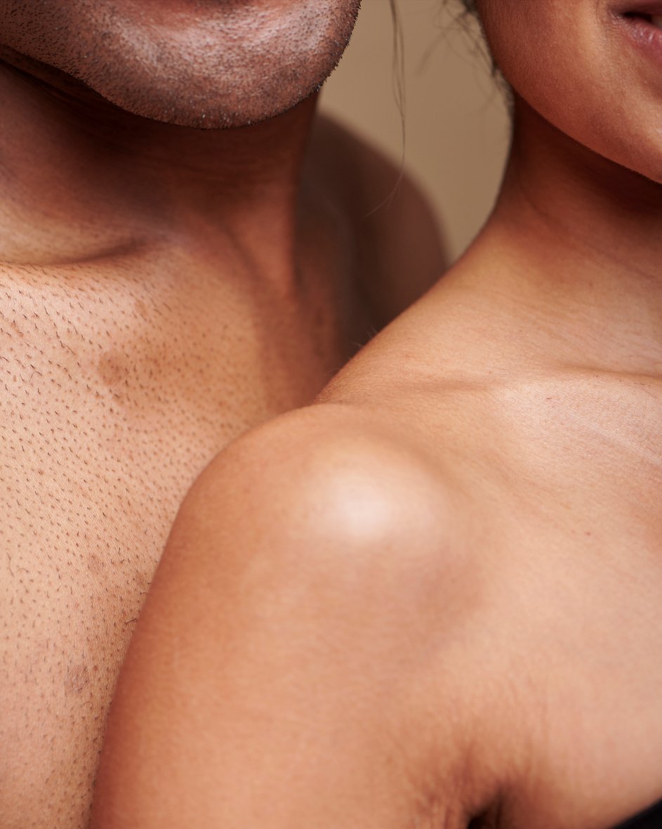 Man and Woman with Bare Chest and Shoulders